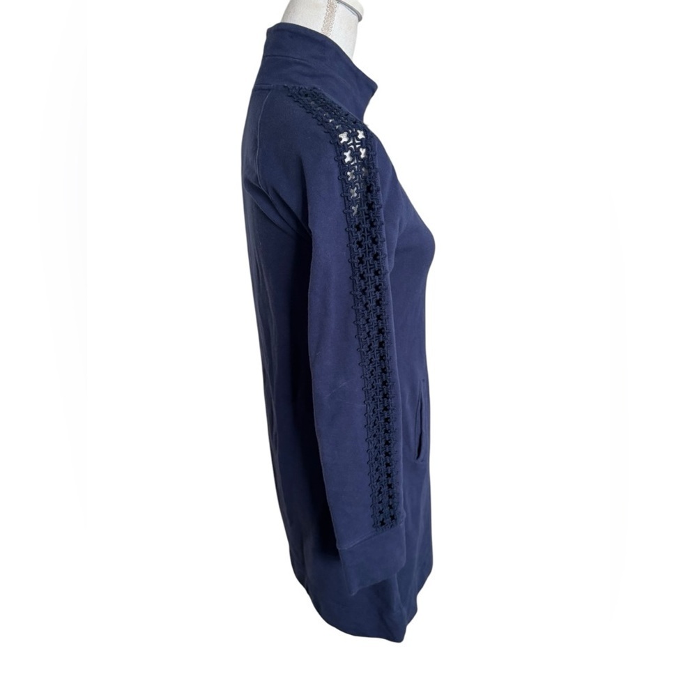 Lilly Pulitzer Solid Skipper Navy Blue Crochet Sleeve popover dress XS - Picture 5 of 10